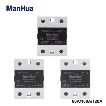ManHua SSR DC-AC 80DA/100DA/120DA vienfazis (Solid state relay Įėjimas 3-32VDC Išėjimo 24-480VAC