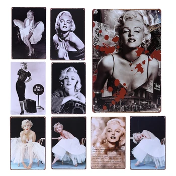 Marilyn Monroe Derliaus Metalo Skardos požymių Sienos Meno tapybos Retro Geležies Apnašų Kavos Baras KTV Teatro Namų Dekoro YN058