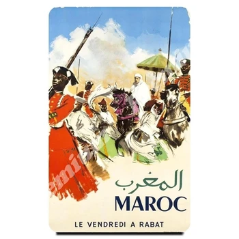 Marokas suvenyrų magnetas derliaus turizmo plakatas