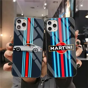 Martini Racing Telefono dėklas, Padengti Grūdinto Stiklo iPhone 11 Pro XR XS MAX 8 X 7 6S 6 Plus SE 2020 atveju