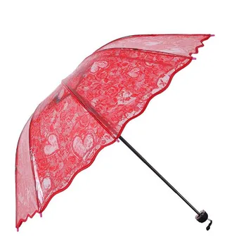 Maži skaidrūs skėčiai moterų princesė nėrinių skėtis nuo lietaus moterų sulankstomas skėtis,paraguas,paraguas transparente