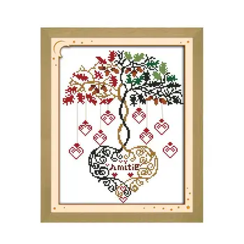 Meilės medis kryželiu rinkinys, aida 14ct 11ct skaičius atspausdinta drobė siūlių siuvinėjimui 