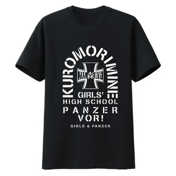 MERGINOS und PANZER marškinėliai Anime Nishizumi Miho Катюша Cosplay marškinėliai medvilnės marškinėlius juoda pilka trumpomis Rankovėmis Viršūnes Vyrų Tees