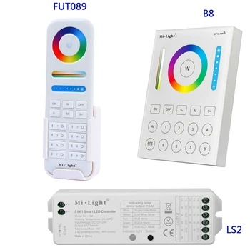 Miboxer 2.4 G bevielio 8 Zonos FUT089 nuotolinio;B8 Sieniniai Touch Panel;LS2 5IN 1smart led valdiklis RGB+BMT led juostos