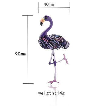 Mielas Emalio Flamingo Sagės Cinko Lydinys, Gyvūnų, Paukščių Sagė Vintage Mados Moterų Suknelė Kailis Priedai 2019 Naujo Dizaino Papuošalai