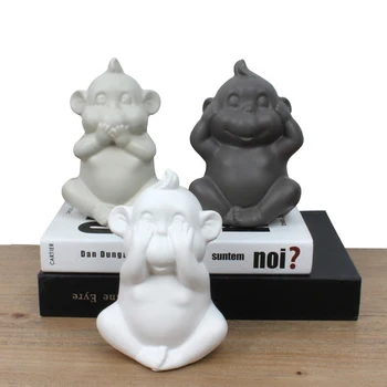 Mielas Išmintis Beždžionė Statulėlės Apdaila, Matinis Keramikos Gyvūnų Trijų Išmintingų Beždžionės Meno Skulptūra Kambarį 