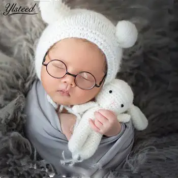 Mielas Moheros Kūdikių Skrybėlę Avių Lėlės Rinkinys, Nėrimo Naujagimių Drabužiai Balti Kūdikio Ausis Bžūp Naujagimių Fotografijos Rekvizitai Kūdikio Nuotrauka Rekvizitai