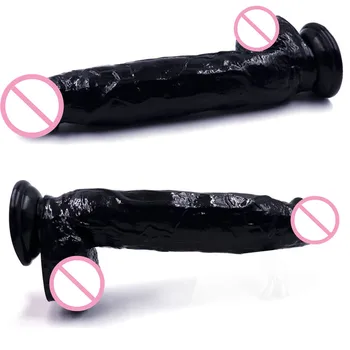 Milžiniškas Juodas Dildo Storio Didžiulis Vibratorių Ekstremalių Didelis Realistiškas Penis Su siurbtuko Sekso Produktas Moterims (31CM )