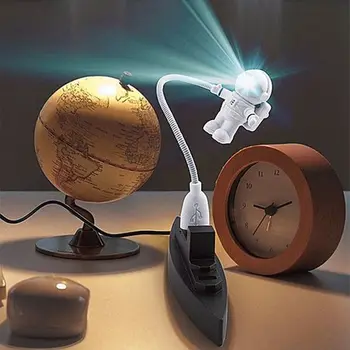 Mini Baltos spalvos Lanksčias Nešiojamų Astronautas Astronautas USB Vamzdis LED Nakties Šviesos Lempa Kompiuterio, Nešiojamojo KOMPIUTERIO, Nešiojamojo kompiuterio lempa