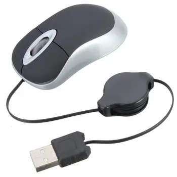 Mini Ištraukiama USB Optinė Ratuku black Pelė KOMPIUTERIUI Laptopo Noteboo?k ZT
