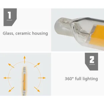 Mini Pritemdomi R7S Stiklo Led Lemputė 5W 78mm 10W 118mm COB Led Lemputę Pakeisti Halogeninės Lempos Vietoje Šviesos AC 110V, 220V LED Stiklinis Vamzdelis, Lemputės