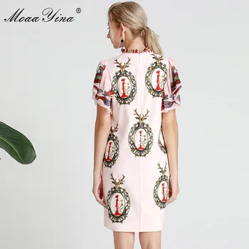 MoaaYina Mados kilimo ir tūpimo Tako suknelė Pavasario Vasaros Moterų Suknelė trumpomis rankovėmis Derliaus Spausdinimo Duobute China Aplikacijos Suknelės