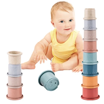 Montessori Krūvas Žaislų, Kūdikių Berniukų 0 12 Mėnesių Krovimas Puodeliai Žaislas, Skirtas Naujagimių 13 24 Mėnesiai Švietimo Stack Cup Maudymosi Žaislai