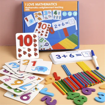 Montessori matematikos žaislų, mokymo priemonių kortelės skaičiavimas lazdas skaičius porą be to, atimties operacija vaikų švietimo žaislai