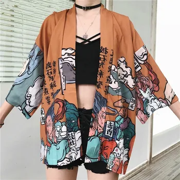 Moteriški viršūnes ir palaidinės 2020 harajuku kawaii marškinėliai Japonijos streetwear apranga, kimono megztinis moteriška yukata palaidinė moterims