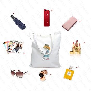 Moterų 2020 M. Drobė Pečių Maišą Gražių Daugkartinio Naudojimo Pirkinių Krepšys Mados Spausdinimo Ekologinio Maišelį Animacinių Filmų Bolsa De Compras Shopper Bags