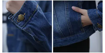 Moterų džinsinio striukė kailis jaqueta feminina PRARASTI Kaubojus kailis siuvinėjimo moterų naują visų rungtynių pagrindinio striukės, džinsai, viršutiniai drabužiai kailis