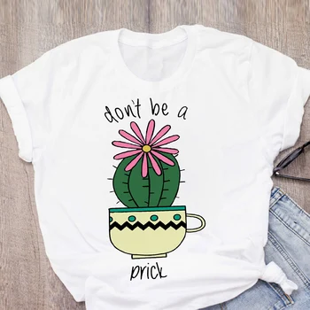 Moterų Kaktusas Vertus Gėlių Spausdinti Augalų Mados Trumpomis Rankovėmis Vasarą Lady Viršūnės T-Shirt Marškinėliai Moteriški Drabužiai Tees Moterų Marškinėliai