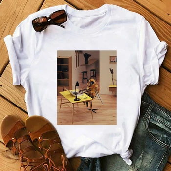 Moterų marškinėliai Juokinga vientisos Spalvos Atsitiktinis Tshirts Mielas Marškinėliai, Bičių Rūšies Spausdinimo Femme Trumpas rankovėmis Viršūnes Marškinėlius Tee Drabužius Harajuku