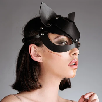 Moterų Seksualus Katės Kaukės Fetišas Dėvėti Erotika Diržai BDSM Odos Kaukėmis Reguliuojamas Odinis Diržas Pavadėlio Goth Erotiniai Kostiumai Cosplay