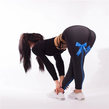 Moterų Sexy Lankas Spausdinti Fitneso Antblauzdžiai Aukšto Juosmens Push Up Legging Activewear Treniruotės Juoda Antblauzdžiai Ruožas Leggins