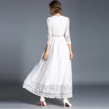 Moterų Vasaros Suknelė 2020 Balta Nėrinių Ilga Suknelė Elegantiškas Šalis Maxi Suknelės Moterims Vestido De Festa Longo 9417 KJ2562