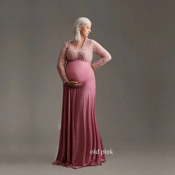 Motinystės Fotografija Rekvizitai Nėštumo Nėrinių Suknelė Nuotraukų Fotografavimo Off Peties Nėščia Suknelės Moterims Maxi Motinystės Suknelė