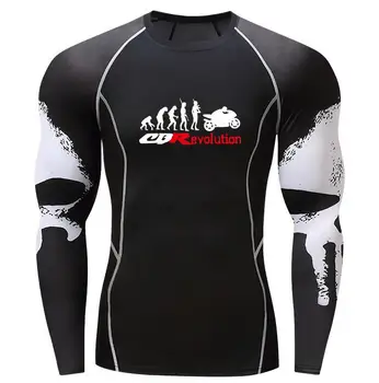 Motociklo vyrų CBR atspausdintas T-Shirt Suspaudimo Marškinėliai 3D Paauglių kaukolė Megztiniai Vyrams, ilgomis Rankovėmis marškinėlius Sporto MMA
