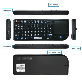 MRSVI ispanijos Klaviatūros Mini Belaidė A8 Apšvietimu ir su lazerine rodykle 2.4 ghz Oro Pelė su Touchpad Nuotolinio Valdymo Android TV Box