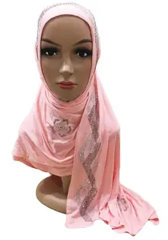 Musulmonų Moterų Kalnų Krištolas Arabų Hijab Šalikas Islamo Ilga Skara Galvą Wrap Shayla Skarelė Dideli Šalikai, Pilnas Draudimas Malda Skrybėlę Naujas