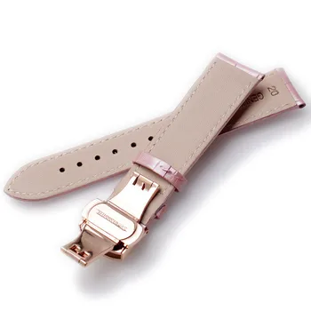 Natūralios Odos Dirželis Žiūrėti Pink Watchband Apyrankę Drugelis Sagtis Moterų Ponios Žiūrėti 22mm 20mm 16mm 18mm kaip 14mm 12mm
