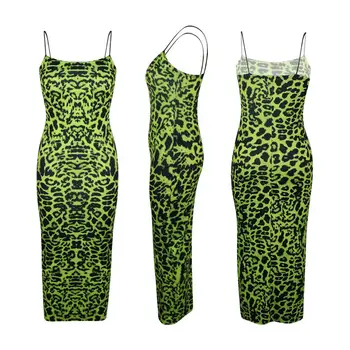 Nauja Seksuali Leopard Suknelė Spageti Dirželis Rankovių Ilgio Dizaino Bodycon Suknelė, Naktiniai Drabužiai