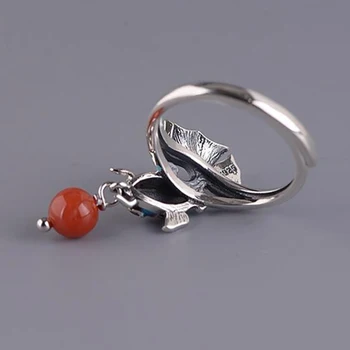 Nauja sidabro Kinijos nacionalinio stiliaus emalio spalvos Koi mažos žuvys elegantiškas retro žavesio Pietų Raudona Granulių Kutas moterų reguliuojamas žiedas