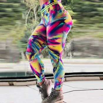 Nauja Stiliaus Moterų Antblauzdžiai Vaivorykščių Spausdinti Antblauzdžiai Aukštos Kokybės Fitneso Legging Push Up Leggins Treniruotę Čiurnos Kelnės
