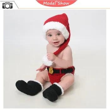 Naujagimio Fotografijos Rekvizitai Kalėdų Santa Claus Kūdikių Drabužiai Nustatyti Mielas Kūdikis Skrybėlę Priedai Photographie Kūdikių