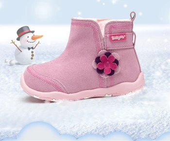 NAUJAS 1pair Vaikus mergina natūralios Odos Sniego Boot , mielas vaikai Mergina vilnos žiemą šiltas Įkrovos