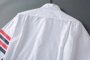 Naujas 2019 Vyrų Oksfordo siuvinėjimo Mados Dryžuotas Medvilnės Atsitiktinis Marškinėliai Marškinėliai aukštos kokybės Kišenėje ilgą rankovėmis Viršuje M 2XL #GG3