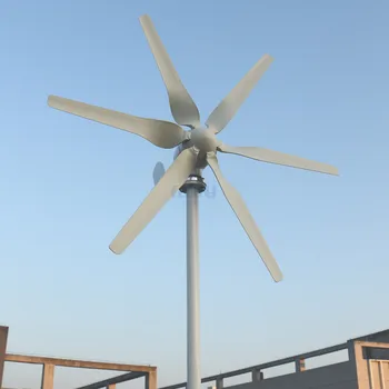 Naujas 3 fazių AC 12v 24v 800w Horizontalios vėjo turbinų generatorius su 6 peiliukai ir nemokamai 12v 24v AUTO valdiklis, skirtas naudoti namuose