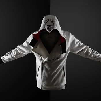 Naujas 5 spalva Assassin hoodie unisex užtrauktuku striukė Gatvės mados spausdinti hoodie Assassin hoodie berniukams, Plius dydis S-4XL streetwear