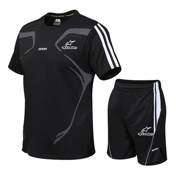 Naujas 5XL sportinis kostiumas vyrams salė kostiumas greitai-džiovinimo sporto salė kostiumas kostiumas vyriški marškinėliai + kelnės dviejų dalių sportinis kostiumas futbolo kostiumas vyrams.