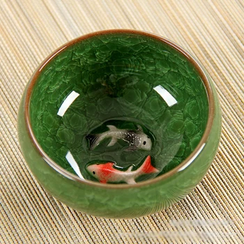 Naujas Dizainas 3D Keraminės dvigubos Žuvų Kinijos arbatos Puodelio, 