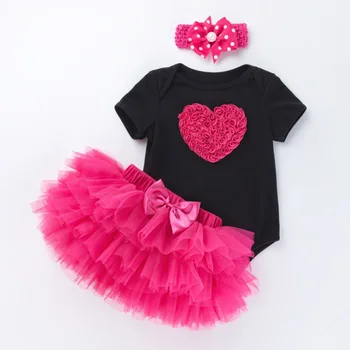 Naujas gimęs komplektus naujagimiui merginos 3pcs dovanų rinkiniai tutu sijonas + romper drabužius set + lankelis mergina kūdikio gimtadienio nėrinių minkštas mielas
