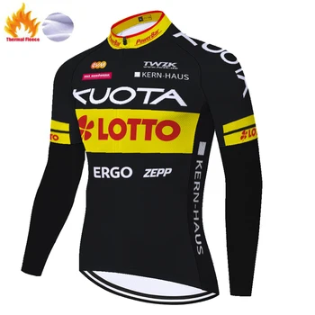Naujas KUOTA Žiemą dviračiais drabužius ilgomis rankovėmis jersey lotto Šilumos Vilnos dviračių džersis maillot ciclismo hombre invierno 자전거의류