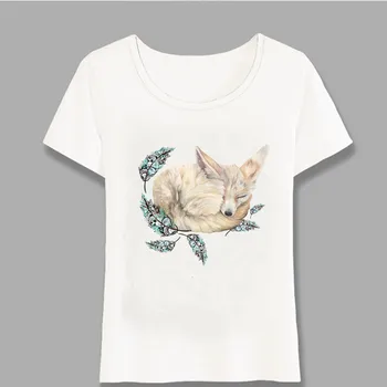 Naujas Mados Gyvūnų Dizaino t-shirt Mada Moterims T-Shirt Mielas Fennec 