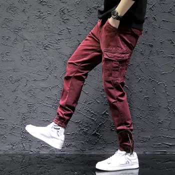 Naujas Mados vyriški Medvilnės Kelnės Streetwear Hip-Hop Sweatpants Poilsiu Kelnės Tactical Kelnes Vyrų Krovinių Kelnės Pantalones Hombre