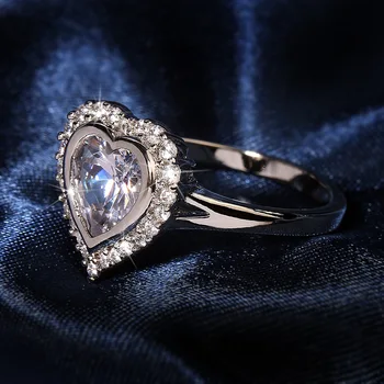 Naujas Originalus Diamond Apdaila Didelė Meilė Šviečia Širdies formos Vestuvinį Žiedą, Romantiškas Šviesos Prabanga Moterų Prekės Papuošalai Vestuvių Žiedas
