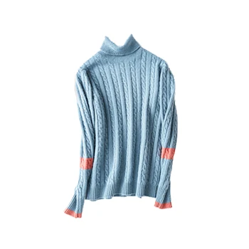 Naujas žiemos megztinis daugiau moterų golfo apykaklėmis prarasti kašmyro megztinis trumpas dalyje, han edition joker spalvų mezgimo vilnos pagrindo