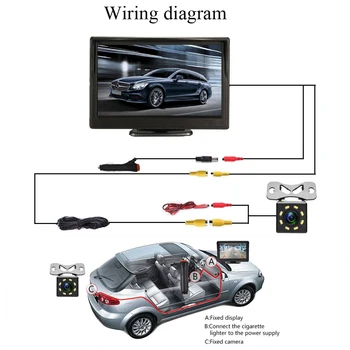 Naujasis 5 Colių Automobilinis Atbulinės eigos Kamera Rinkinys Atgal Iki Automobilio Monitorius LCD Ekranas HD Automobilio Galinio vaizdo Kamera Parkavimo Sistema belaidžio ryšio siųstuvas