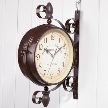 Naujos Žiūrėti Europos Retro Stiliaus Laikrodis Novatoriškų Mados Dvipusis Sieninis Laikrodis Sieninis Laikrodis Modernus Dizainas