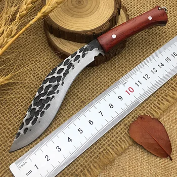 Naujų Mažų medžioklės peilis rankų darbo mini Nepalas stiliaus fiksuotu peiliai lauko priemonė, Kukri edc raudonmedžio rankena messer nemokamas pristatymas